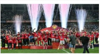 Steaua Bucuresti celebrates Romania Super Cup triumph