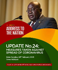 President Akufo-Addo's address will be streamed live on www.ghanaweb.com