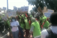 Protesting workers presented a petition to Parliament