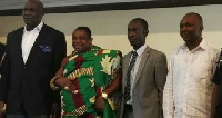 Ken Thompson, CEO of Dalex Finance, Nana Dr. Appiagyei Dankawoso I, President of GNCC. Prof Bokpin