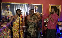 (L-R) Bisa K'dei, Kumi Guitar and Akwaboah during High-Life Konnect album launch