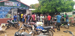 Farmers queuing at one of the shops to buy the fertilizer