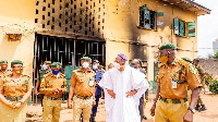 Nigeria minister of interior Rauf Aregbesola visit some of di attacked prisons