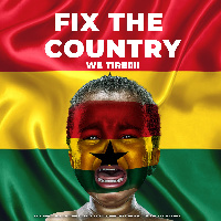 A photograph of the flag of Ghana and a face of child weeping