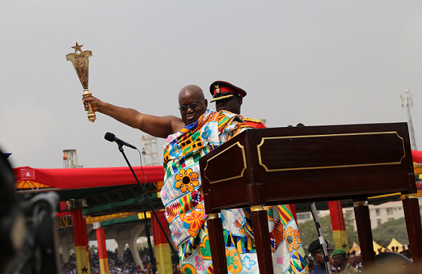 File photo of President Akufo-Addo taking after taking his oath of office in 2017