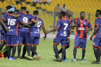 Legon Cities players celebrates after a win