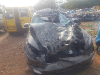 Ackumey miraculous had no cuts or injuries but the driver suffered some bruises and wounds