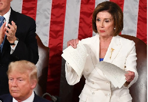 Speaker Pelosi ripping Trumps 2020 SOTU in his presence | File photo