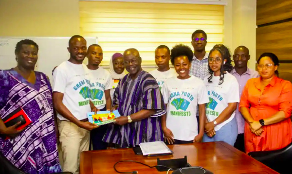 Ghana Youth Manifesto presenting their project report to Professor Kwaku Danso-Boafo