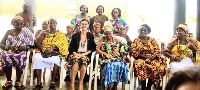 Harriet Thompson and Dzifa Gomashie at an engagement with some Queenmothers from Aflao