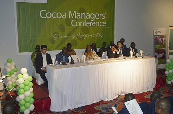 Chairman of the occasion, La Mantse, Dr. Tsuru III, (3rd from left) flanked by Dep. CEO of COCOBOD