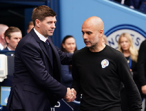 A photo of Pep Guardiola and Steven Gerrard