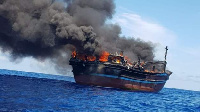 Occupants of the vessel set it on fire moments before their arrest