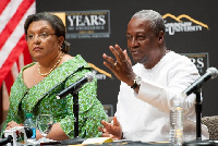 File photo of President John Dramani Mahama with Hannah Tetteh, Foreign Affairs Minister