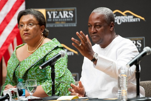 File photo of President John Dramani Mahama with Hannah Tetteh, Foreign Affairs Minister