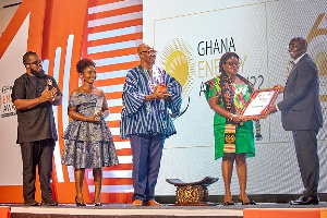 Ing. Harriette Amissah-Arthur, (green) receiving the award