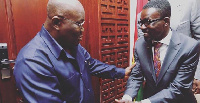 Nana Appiah in a handshake with Akufo-Addo