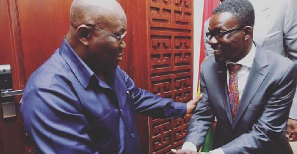 President Akufo-Addo in a handshake with Nana Appiah Mensah