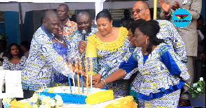 Ghana's First Lady joined some dignitaries at the event to cut the anniversary cake