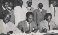 Presidents Modibo Keita (Mali), Kwame Nkrumah (Ghana) and Sekou Toure (Guinea)