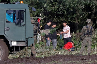 Polish border officials at the scene of the incident