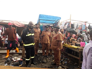 Fire fighters at one of the scenes in Kumasi