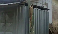 A high tension pole damaged by the rainstorm