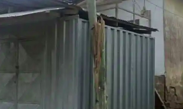 A high tension pole damaged by the rainstorm