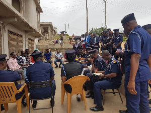 The Acting IGP and his team at one of the girls' house