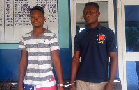 Stephen Torsu and Aikins Atitsogbe in police custody