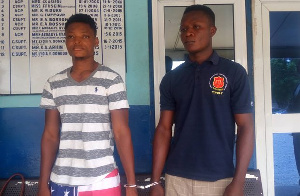 Stephen Torsu and Aikins Atitsogbe in police custody