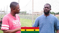 Owner of division two football team Rences FC, Francis Mensah Afotey (L)