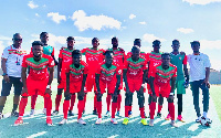 Karela United players lineup before a game