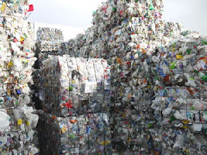 Packaged plastic waste