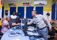 Former President John Mahama in the studios of Radio Gold