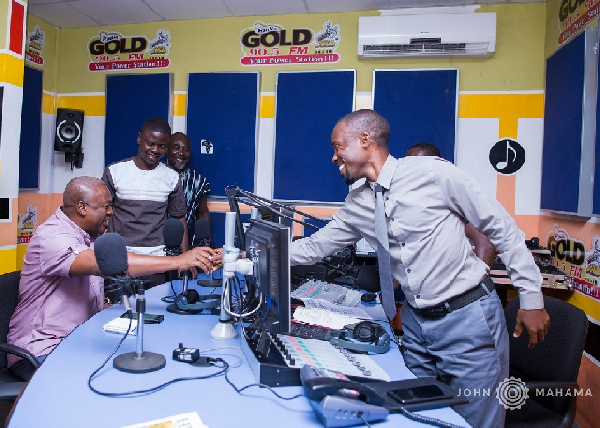 Former President John Mahama in the studios of Radio Gold