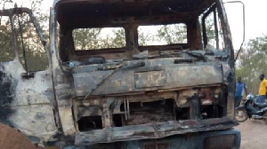 Tipper trucks used to transport sand in Kumbungu were burnt by members of the Operation Vanguard