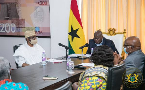 President Akufo-Addo during a meeting with Nigeria's Speaker Of Parliament, Olufemi Gbajabiamila