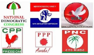 Flags of the various political parties in Ghana