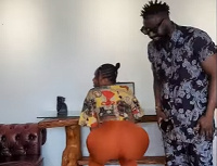 Repented Ghanaian socialite, Moesha Boduong, paid a visit to Elikem where she was seen twerking