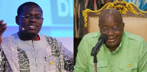 Bright Simons (left), President Nana Addo Dankwa Akufo-Addo (right)