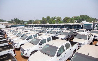 The vehicles are made up of 100 buses, 50 pickup trucks