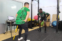 Godfried Frimpong (right) with his trainer