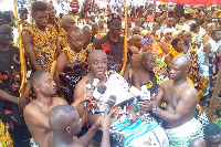 Osagyefo Oseadeeyo Agyemang Badu II addressing his people