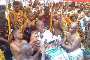 Osagyefo Oseadeeyo Agyemang Badu II addressing his people