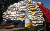 A photo of fertilizers packed on a truck