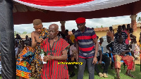 A representative of the chiefs of Assin North offering prayer to Nana Bosom Pra