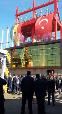 Ghanaian and Turkish officials gather at the port of departure