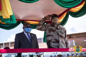 Junta leader Doumbouya with ECOWAS Chair Akufo-Addo during a visit to Conakry