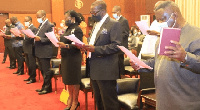 The new board of directors of the Bank of Ghana being sworn in by President Nana Akufo-Addo